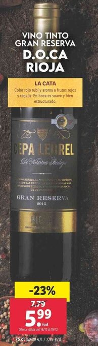 Lidl Vino Tinto Gran Reserva D.O. CA Rioja oferta