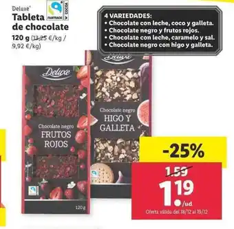 Lidl Deluxe Tableta de chocolate 120g oferta
