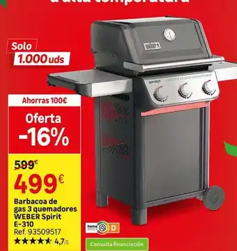 Leroy Merlin Solo - barbacoa de gas 3 quenardos oferta