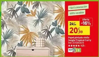 Leroy Merlin Tropical - papel pintado vinilo jungla curry oferta