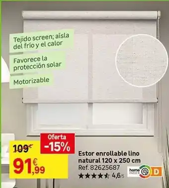 Leroy Merlin Solar - estor enrollable lino natural oferta