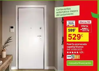 Leroy Merlin Fabricado en españa - puerta acorazada sapell/blanco oferta