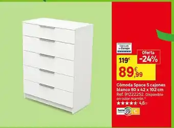 Leroy Merlin Space - cómoda 5 cajones blanco oferta