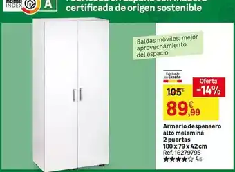 Leroy Merlin Origen - armario despensero alto melamina 2 puertas oferta
