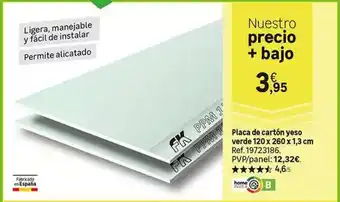 Leroy Merlin Home - placa de cartón yoso verde oferta