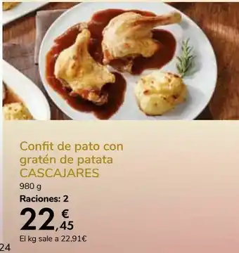 Carrefour Confit de pato con gratén de patata cascajares oferta