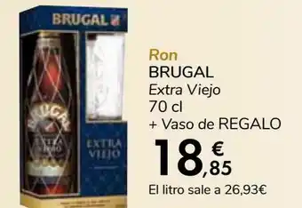 Carrefour Ron brugal extra viejo + vaso de regalo oferta