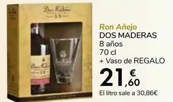 Carrefour Ron añejo dos maderas 8 años + vaso de regalo oferta