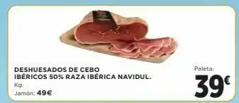Paleta deshuesados de cebo ibéricos 50% raza ibèrica navidul. kg jamón: 49€ 39€