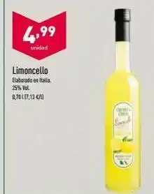ALDI 4,99 unidad limoncello elaborado en italia 25% vol 0.70167,1300 oferta