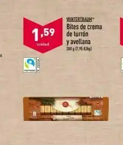 ALDI Wintertraum bites de crema 1,59 de turrón unidad y avellana 200 g 17.95 /kg) me oferta