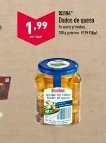 ALDI Devina dados de queso en aceite y hierbas 200 g pest esc. 2,55 €/kg 1,99 unidad dest que hadde oferta