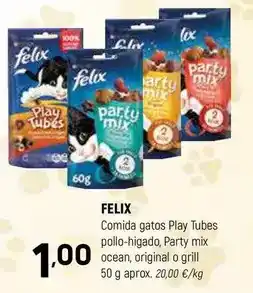 Coviran Felix - comida gatos play tubes pollo-higado, party mix ocean oferta