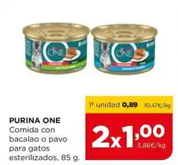 Alimerka Purina one - comida con bacalao o pavo para gatos esterilizados oferta