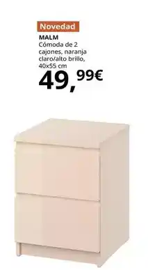 IKEA Malm - cómoda de 2 cajones, naranja claro/alto brillo, 40x55 oferta