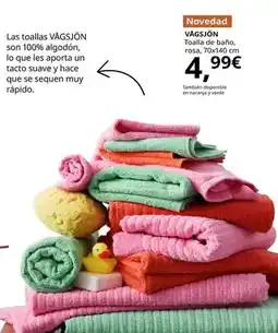 IKEA Vågsjön - toalla de baño, rosa, 70x140 cm oferta