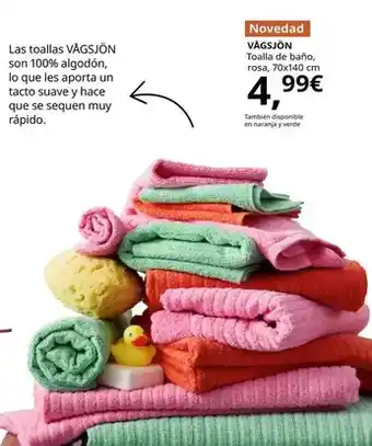 IKEA Vågsjön - toalla de baño, rosa, 70x140 cm oferta