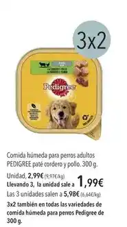 El Corte Inglés Pedigree - comida humeda para perros adultos paté cordero y pollo oferta