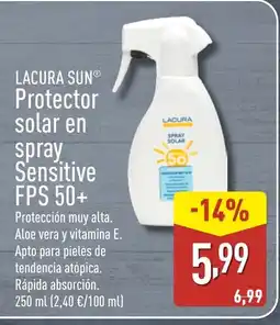 ALDI LACURA SUN Protector solar en spray Sensitive FPS 50+ oferta