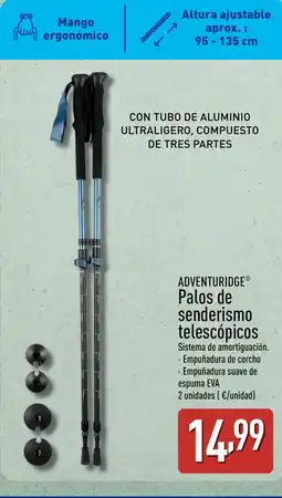 ALDI ADVENTURIDGE Palos de senderismo telescópicos oferta