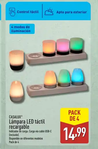 ALDI CASALUX Lámpara LED táctil recargable oferta