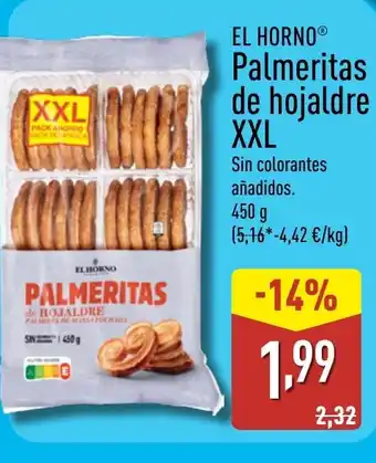 ALDI EL HORNO Palmeritas de hojaldre XXL oferta