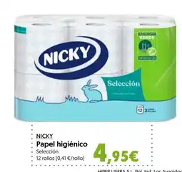 Hiper Usera NICKY Papel higiénico oferta