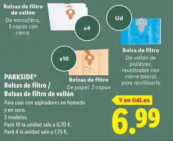 Lidl PARKSIDE Bolsas de filtro / Bolsa de filtro de vellón oferta