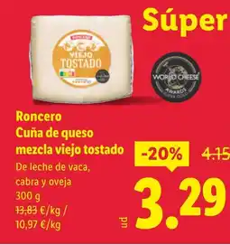 Lidl RONCERO Cuña de queso mezcla viejo tostado oferta