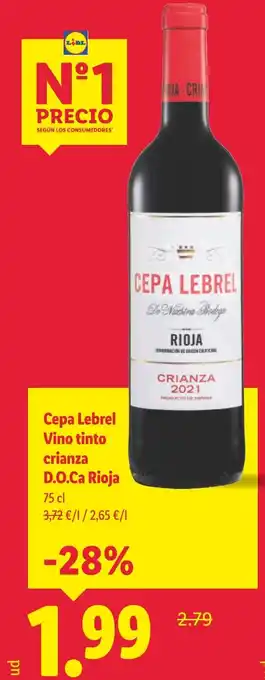Lidl Cepa Lebrel Vino tinto crianza D.O.Ca Rioja oferta