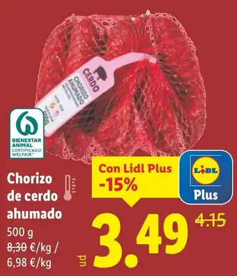 Lidl Chorizo de cerdo ahumado oferta