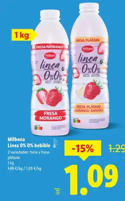 Lidl MILBONA Línea 0% 0% bebible oferta