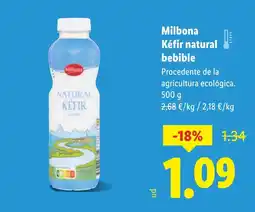 Lidl MILBONA Kéfir natural bebible oferta