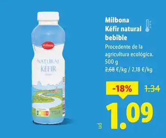 Lidl MILBONA Kéfir natural bebible oferta