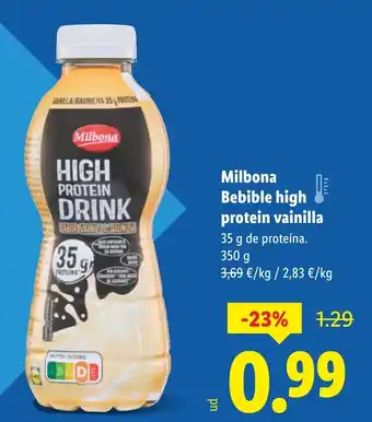 Lidl MILBONA Bebible high protein vainilla oferta