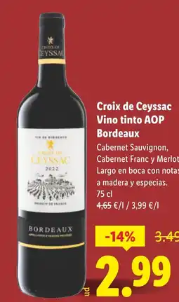 Lidl Croix de Ceyssac Vino tinto AOP Bordeaux oferta