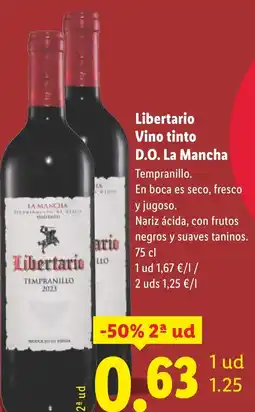 Lidl Libertario Vino tinto D.O. La Mancha oferta