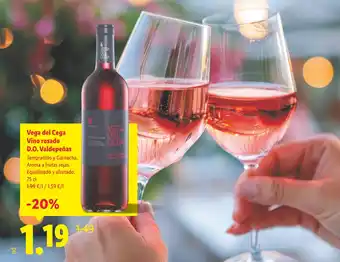 Lidl Vega del Cega Vino rosado D.O. Valdepeñas oferta