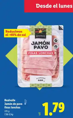 Lidl REALVALLE Jamón de pavo finas lonchas oferta