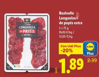 Lidl REALVALLE Longaniza de payés extra oferta