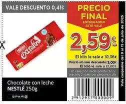 SPAR Nestlé - chocolate con leche oferta