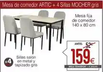 Atrapamuebles Artic - mesa de comedor + 4 sillas mocher gris oferta