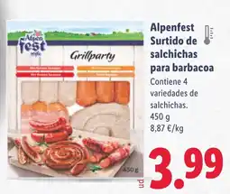 Lidl ALPENFEST Surtido de salchichas para barbacoa oferta