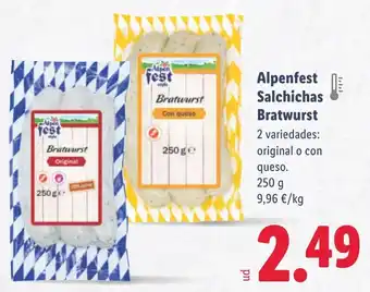 Lidl ALPENFEST Salchichas Bratwurst oferta