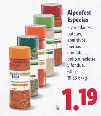 Lidl ALPENFEST Especias oferta