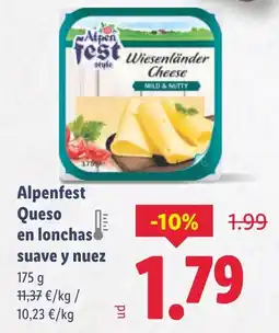 Lidl ALPENFEST Queso en lonchas suave y nuez oferta