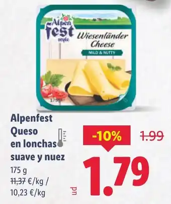 Lidl ALPENFEST Queso en lonchas suave y nuez oferta