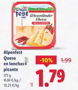 Lidl ALPENFEST Queso en lonchas picante oferta