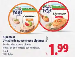 Lidl ALPENFEST Untable de queso fresco Liptauer oferta