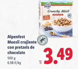 Lidl ALPENFEST Muesli crujiente con pretzels de chocolate oferta